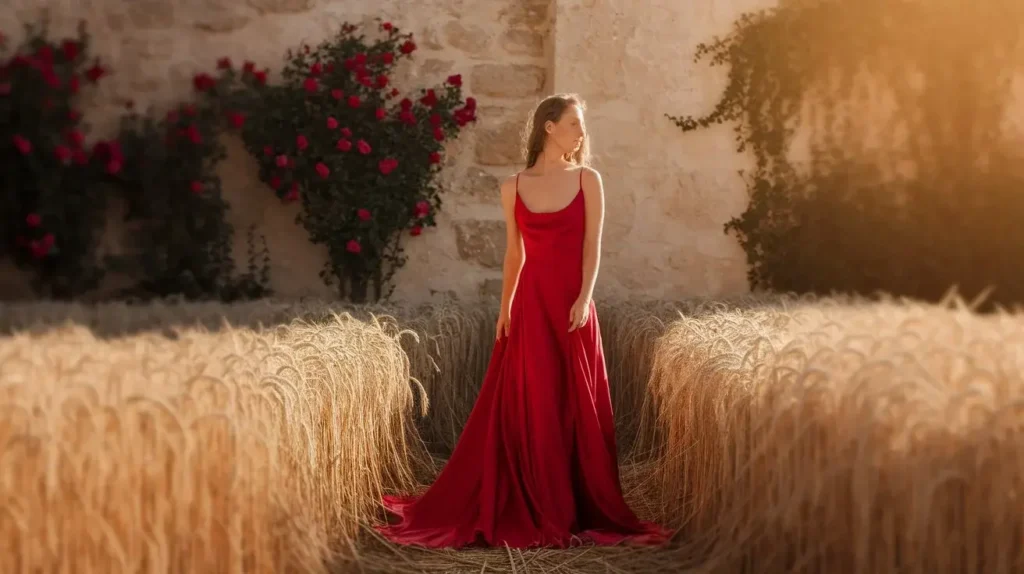 red dress captions