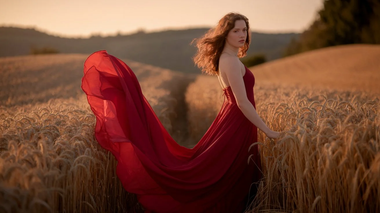 red dress captions